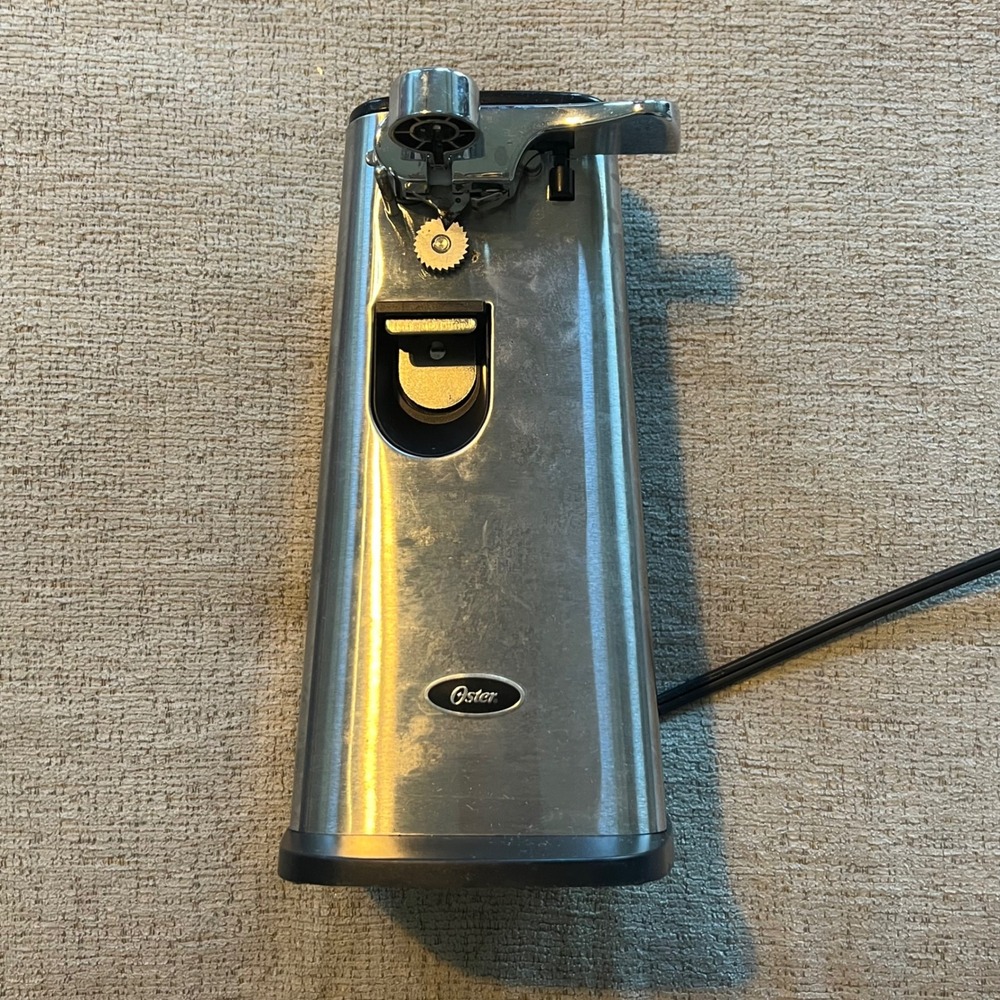 Oster Electric Can Opener Stainless Steel Tall with Retractable Cord Sharpener